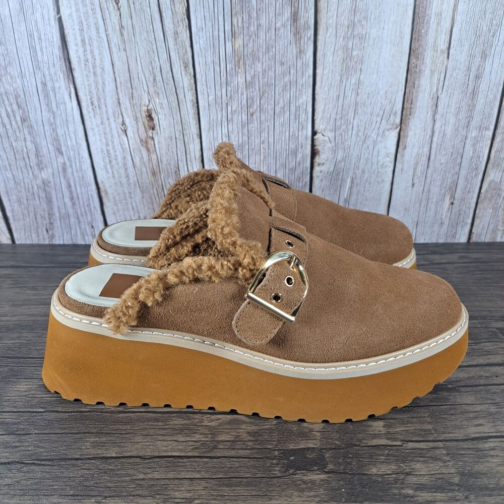Dolce Vita Lelani Plush Flat Platform Mule Women's Sz 9 Pecan Suede (VGC) - Picture 3 of 9